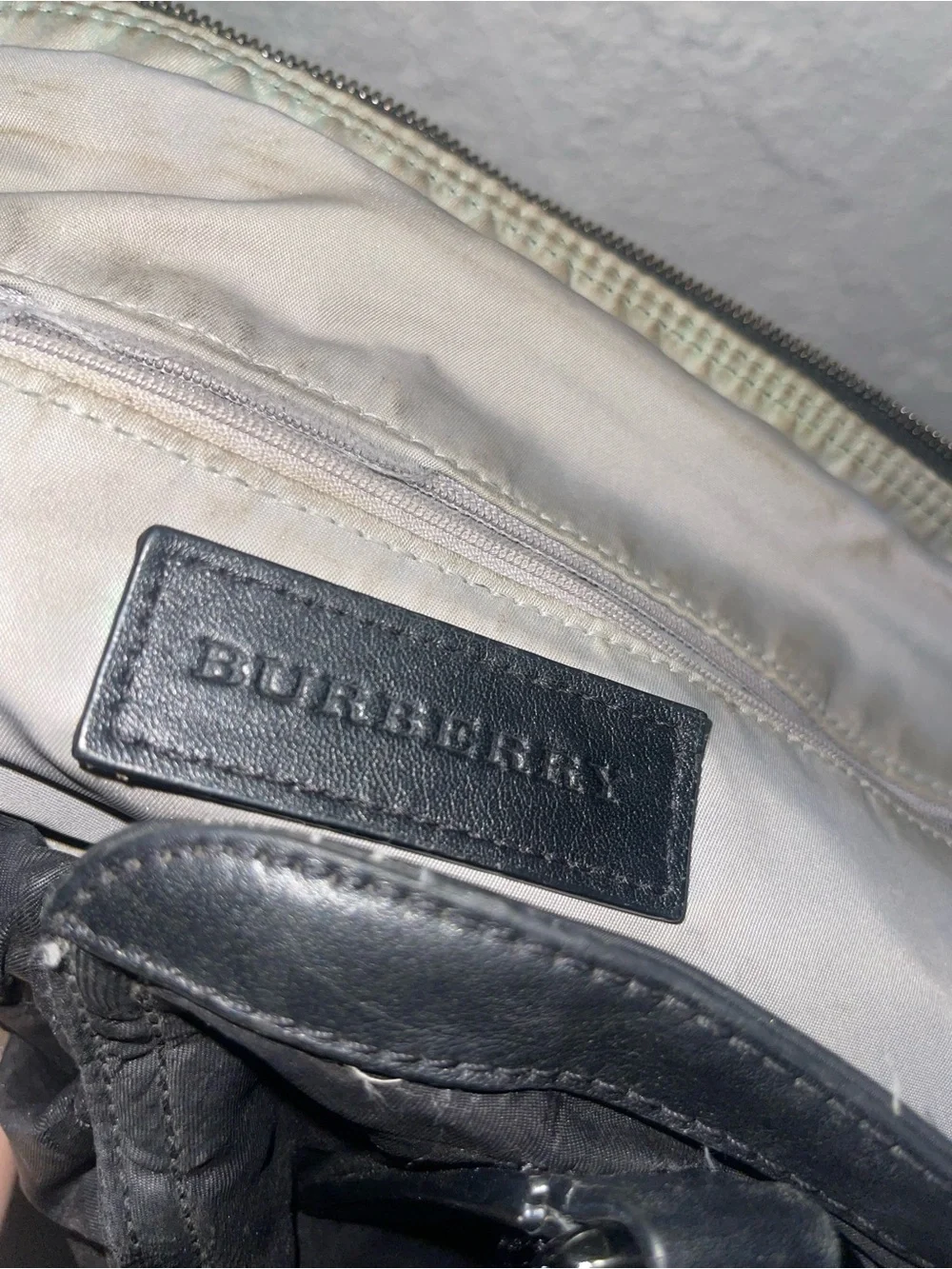 Burberry Black Nylon Messenger Tote with Leather Straps